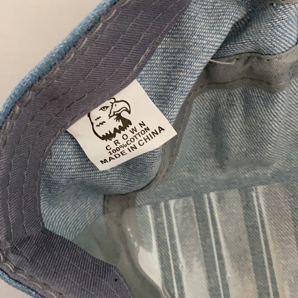 Rhinestone Castro Cap Black Sugar Skull Light Denim - Picture 8 of 8